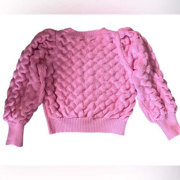 Strut & Bolt Textured Wave Thick Bubble Knit Sweater- Aurora Pink. Size Large - Picture 3 of 8